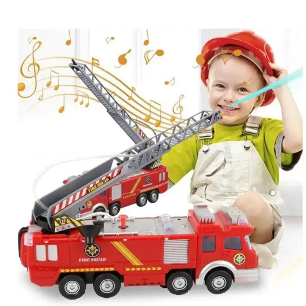 Electric Universal Water Spray Fire Truck Simulation Children Music Model Fire With Lights Toy Birthday Truck Gift X0U8