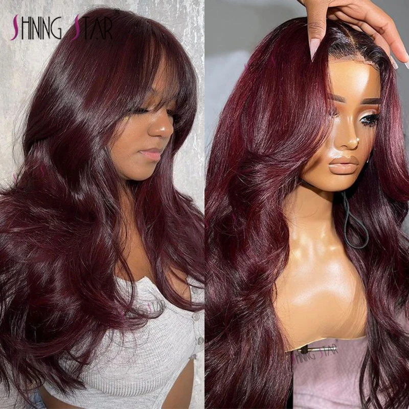 30 32 Inch Dark Burgundy 13X6 Lace Front Wigs For Women 13X4 Lace Wig Human Hair Wigs Body Wave Brazilian Hair Pre Pluck Wig