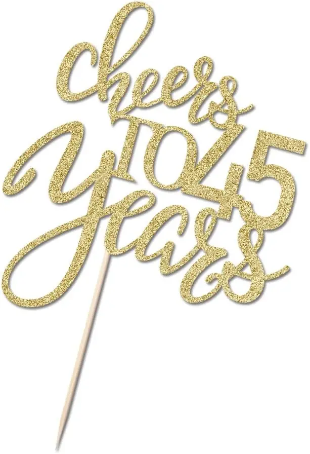 Goldglitzer-Tortenaufsatz „Prost auf 45 Jahre“, Geburtstagstorten-Dekorationen zum 45. Geburtstag, perfekt für die Tortendekoration zum 45. Geburtstag – Detail 4