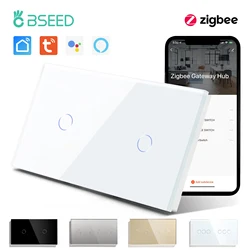 BSEED Zigbee Wall Touch Switches Double 1/2/3Gang 1Way Wireless Smart Switch Wifi Sensor Switch Tuya APP Smart Google Alexa