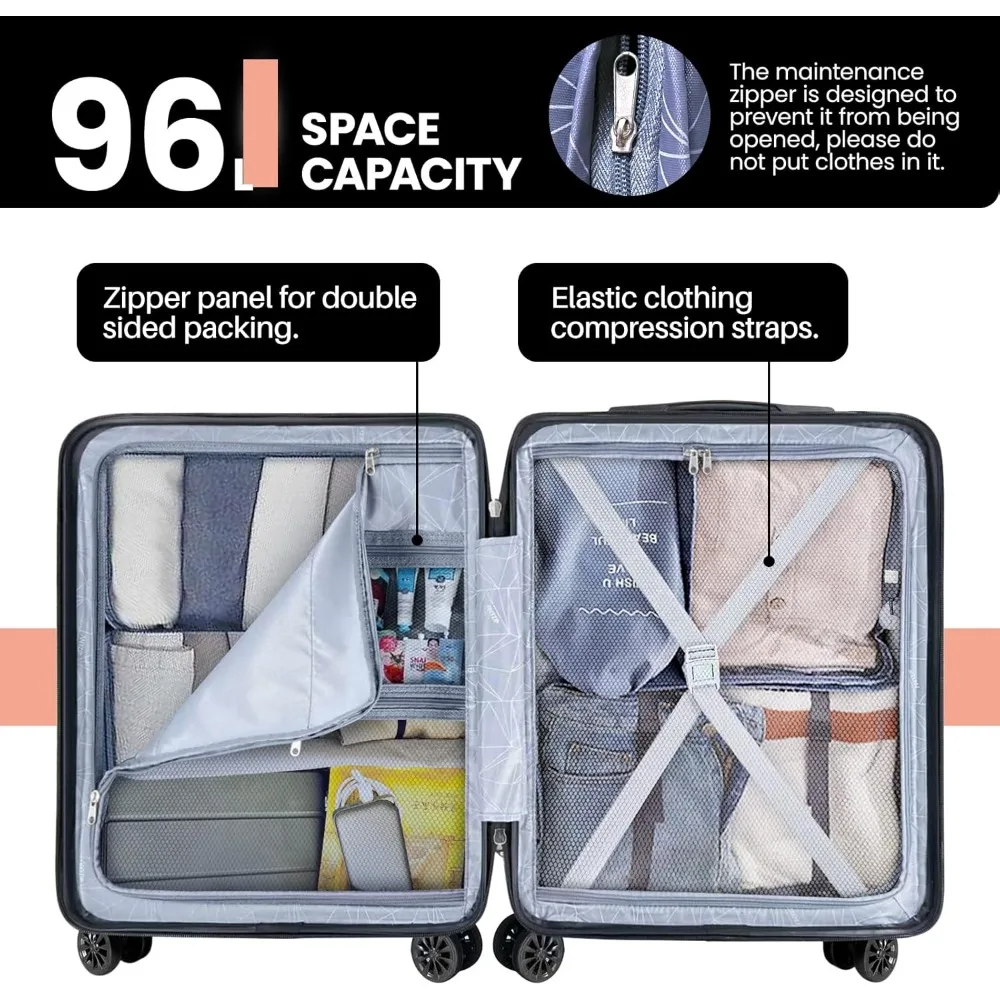 Lightweight ABS Hardside Luggage with USB Port, TSA Lock, Wheels, and Large 28 Inch Pink for Travel