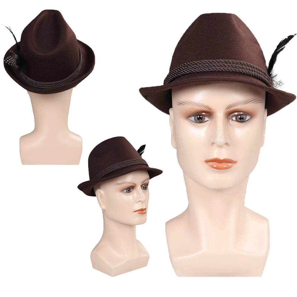 Tedesco Oktoberfest Retro Alpine Jazz Feather Hat abbigliamento accessori per costumi festa di carnevale di Halloween per il gioco di ruolo