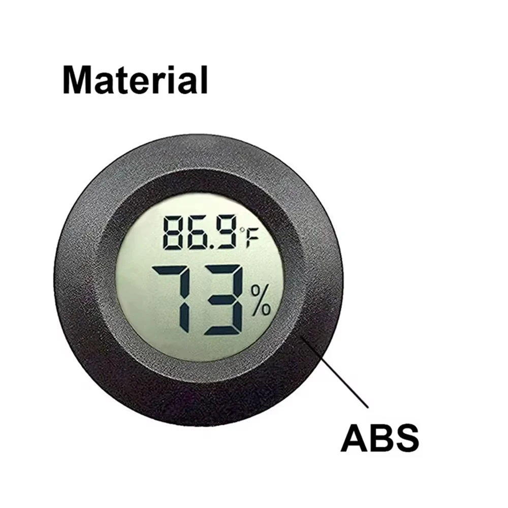Weißes / Rundes Digitales LCD-Thermometer für Auto, Innenräume, Zigarren- und Weinschränke, Digitales Temperatur- und Feuchtigkeitsmessgerät, Haustier-Acrylbox – Detail 7