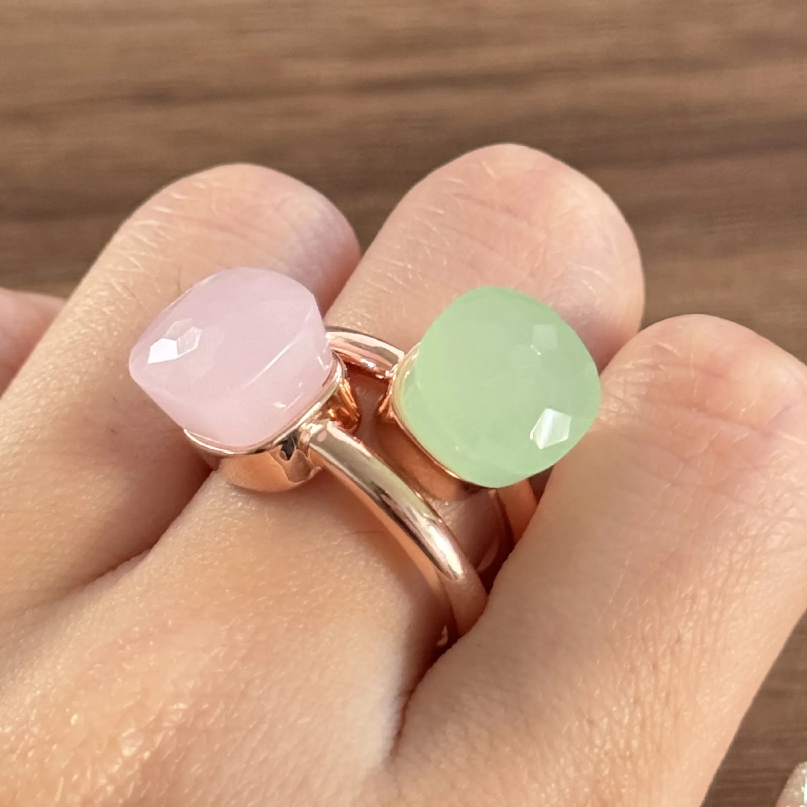 2 Pcs/set of Classic Ring Stacked Mixed Color Crystal Rings 32 Colors Candy Style Rings Jewelry Women Holiday Birthday Gifts