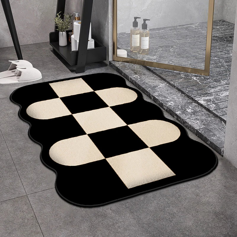 Simple thickened absorbent bathroom anti-slip mat furry special-shaped solid color bathroom mat entrance door mat