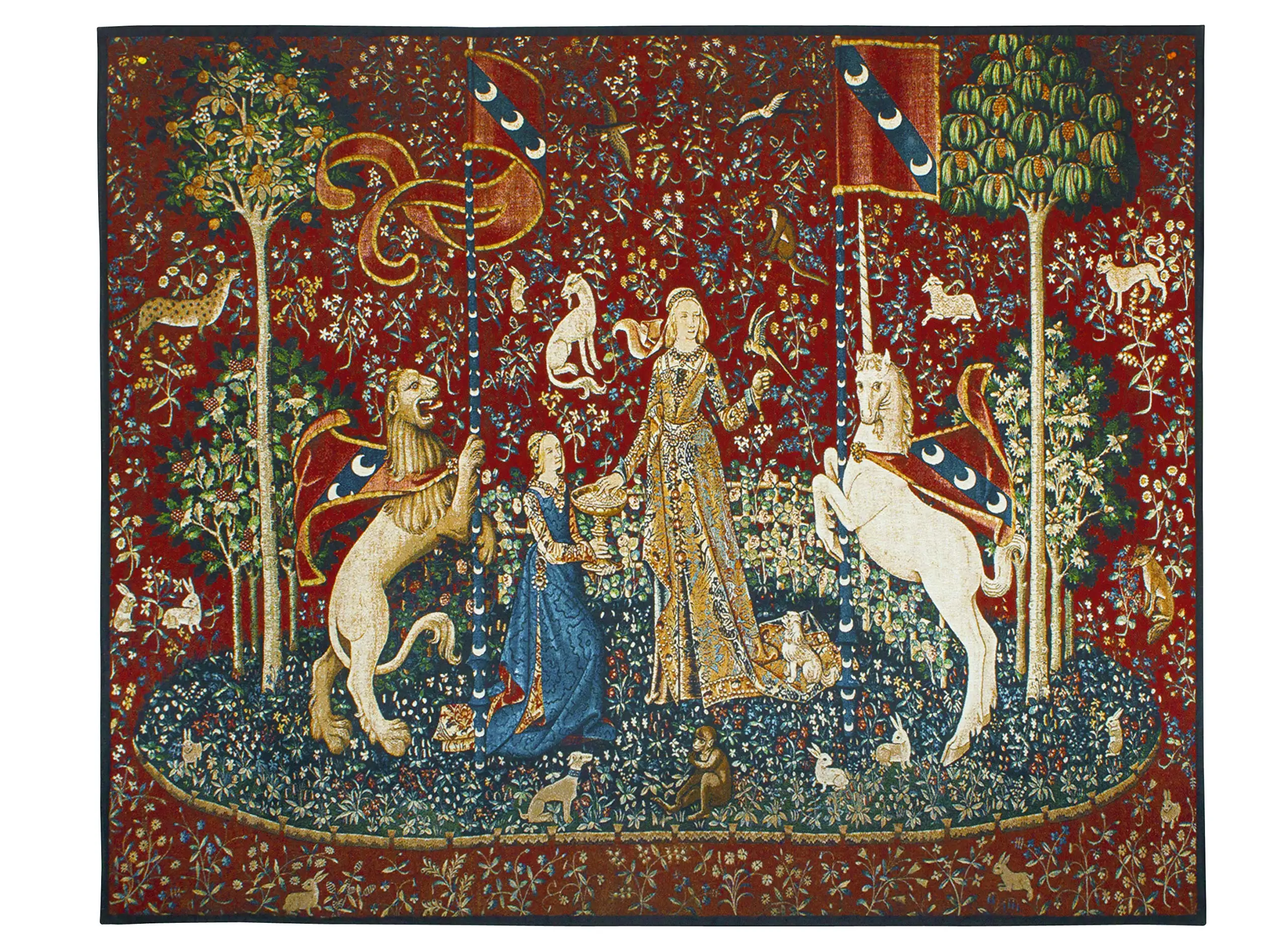 The Lady and The Unicorn | Woven Tapestry Wall Art Hanging | Historic Middle Ages Tapestry Reproduction | 100% Cotton