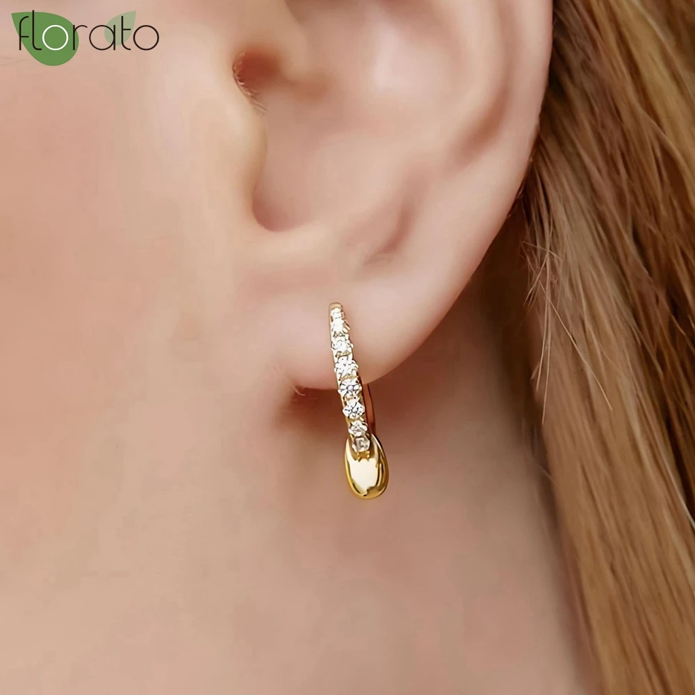 

925 Sterling Silver Needle Bling Zircon Hoop Earrings for Women 18K Gold Plated Trend Femme Luxury Wedding Jewelry Aretes Mujer