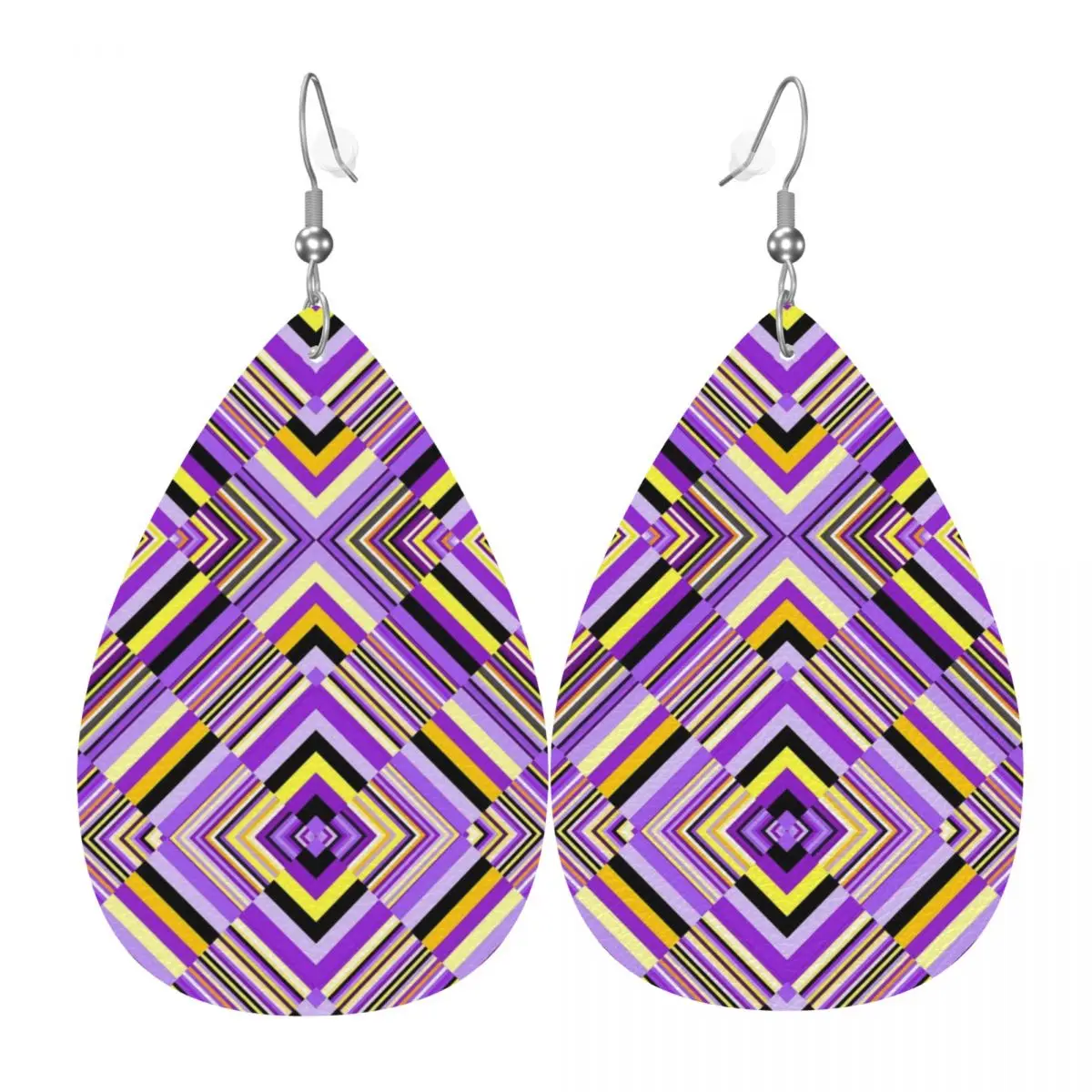 

Custom Geometric Polygon Colorful Leather Teardrop Earrings for Women Leather Earrings Fashion Lightweight for Parties Holidays