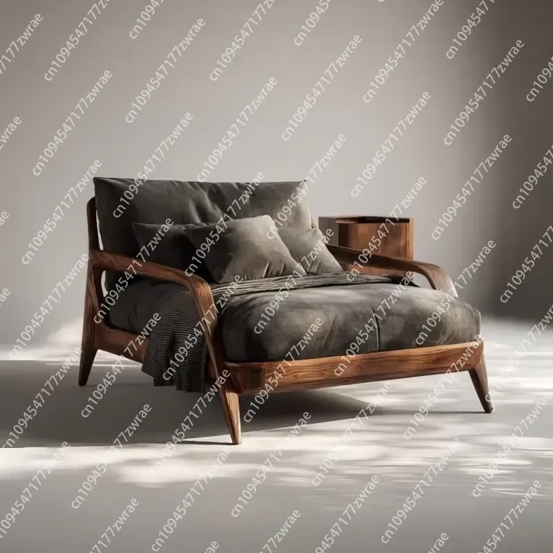 Italian Minimalist Modern Simple Solid Wood Legs High-density Rebound Foam Cover Removable Bag Lazy Leisure Sofa Chair