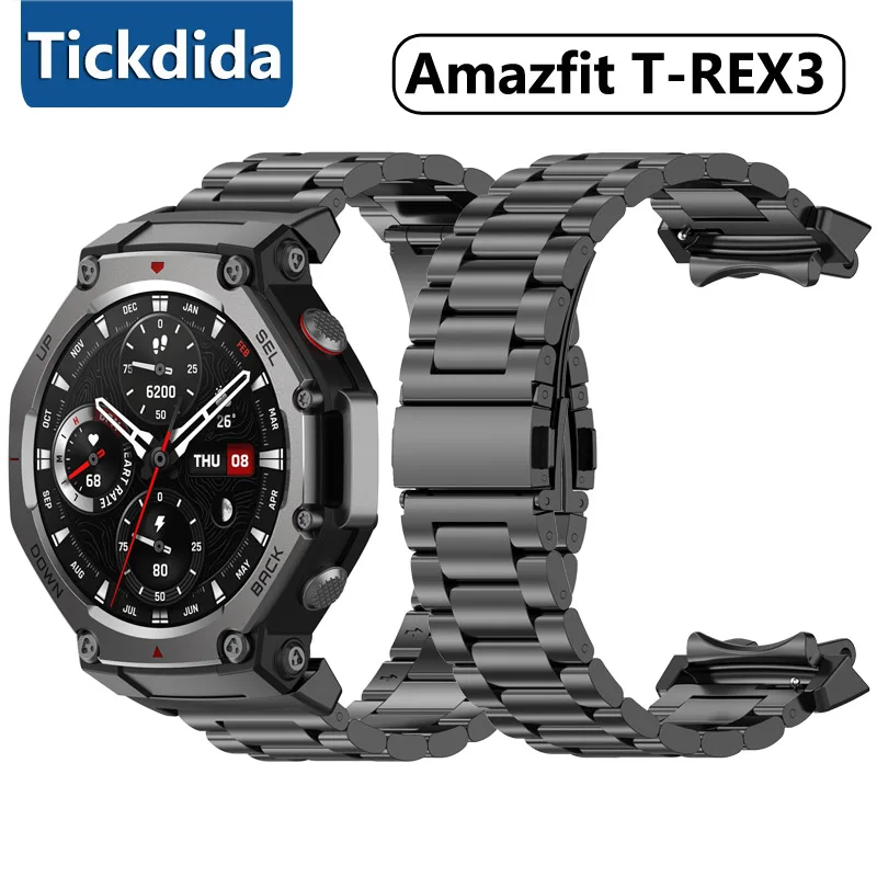 Stainless Steel Band for Amazfit T-REX3 Luxury Metal No Gaps Strap for Amazfit T-REX3 Bracelet Watchband