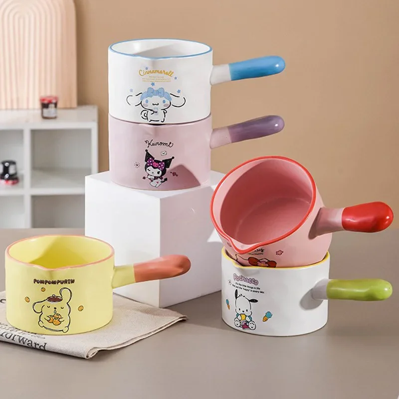 

Sanrio Kawaii Hello Kitty 700ml Ceramic Milk Pot Kuromi Cinnamoroll Anime Cartoon Fashion Exquisite Kitchen Instant Noodle Bowl