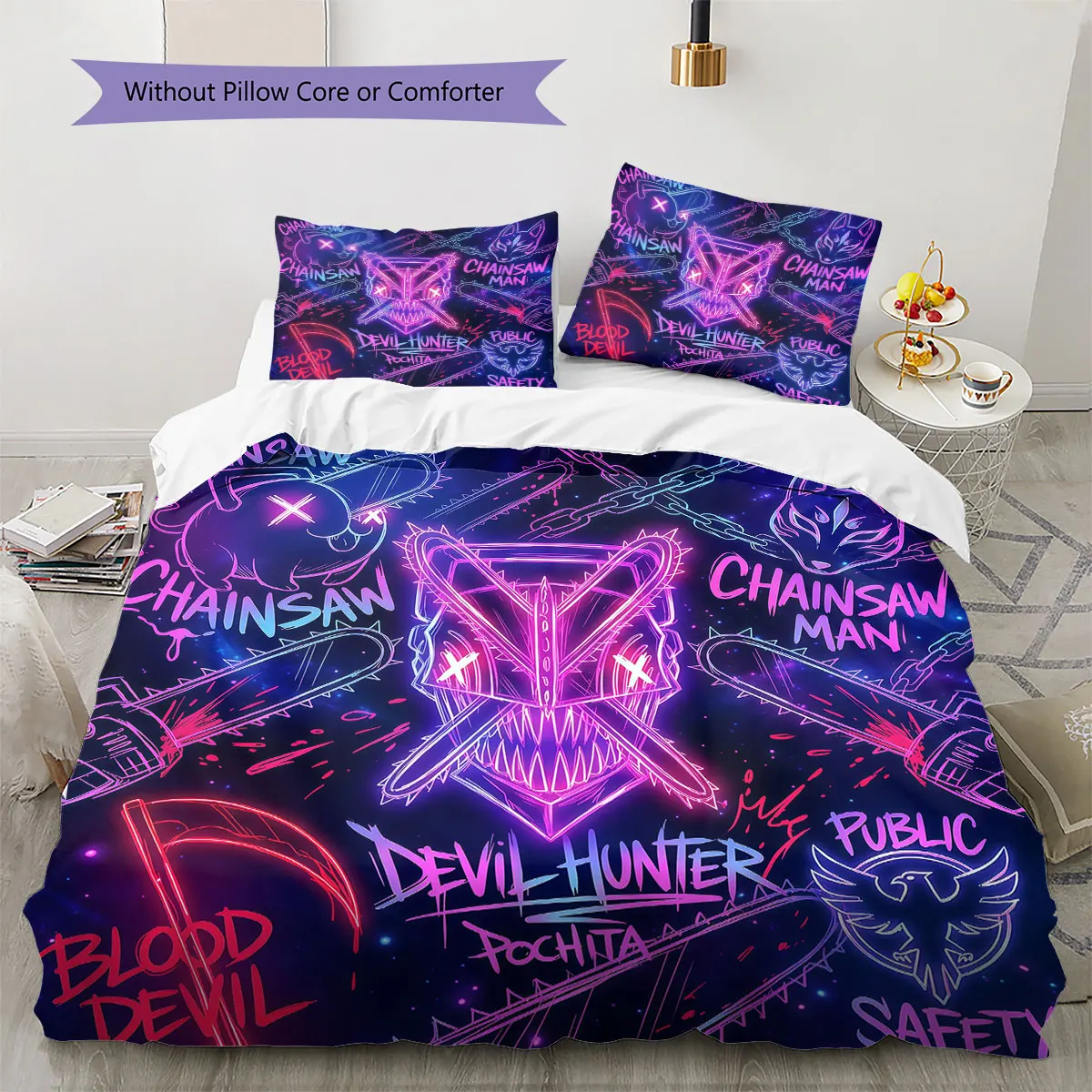 Chainsaw Man Soft Duvet Cover Kid's Bedding Set,Extra Large Size Halloween Gifts Various Sizes Available -HE165