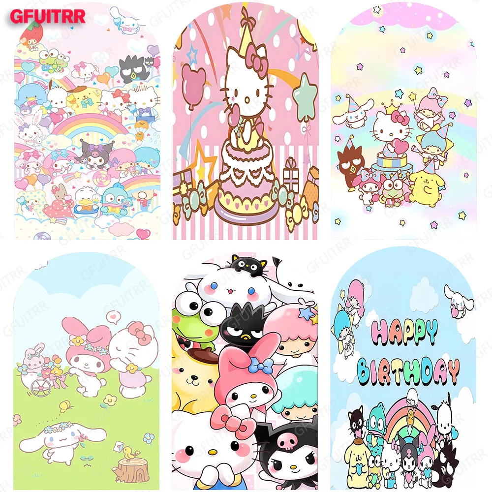 

Hello Kittys Arch Covers Backdrop Photography Background Wedding Girl Birthday Party Decoration Photo Doubleside Print Fabric