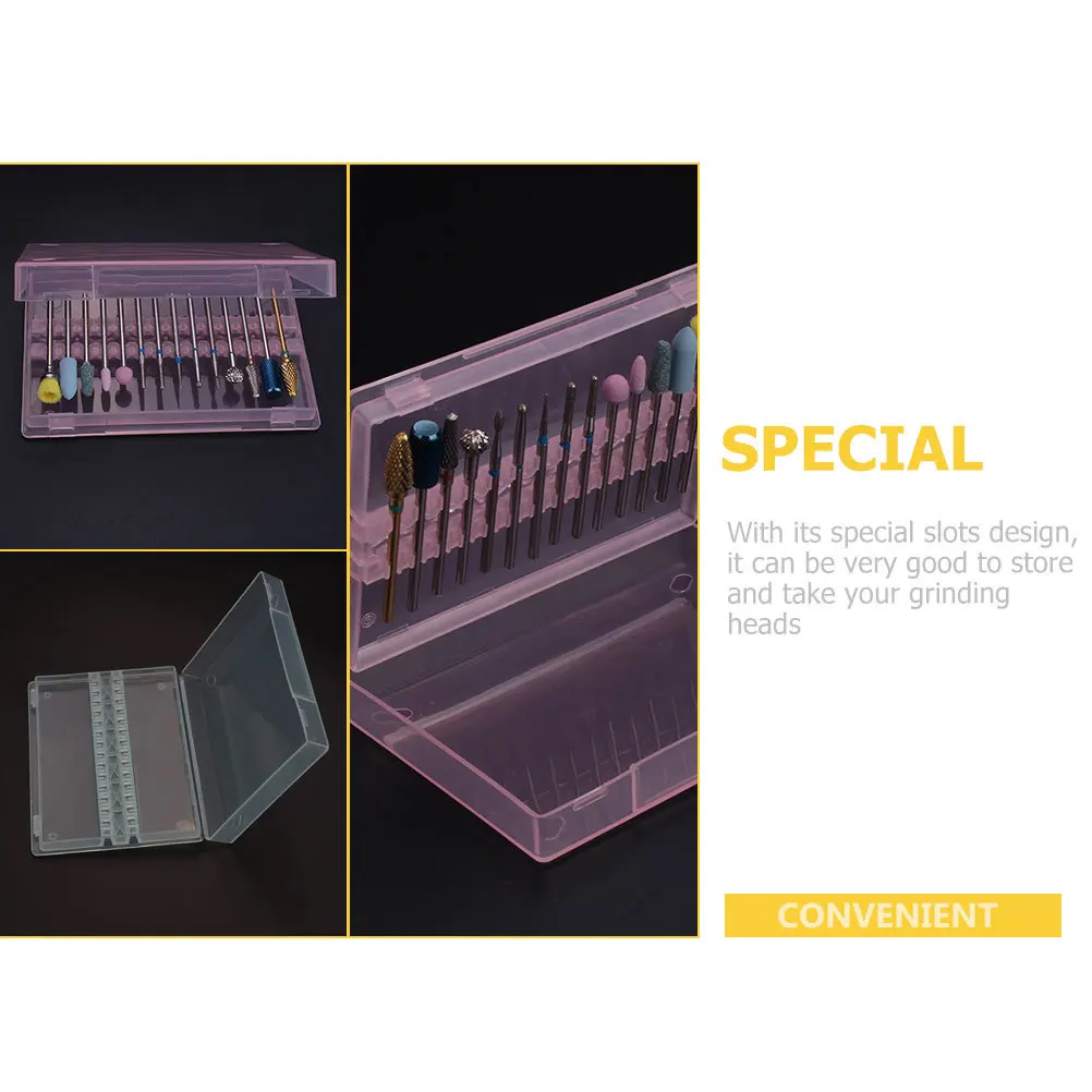 

3Pcs Nail Drill Bits Storage Organizer Portable Practical Acrylic Manicure Box for Salon Home Use Nail Drill Bits Display Box