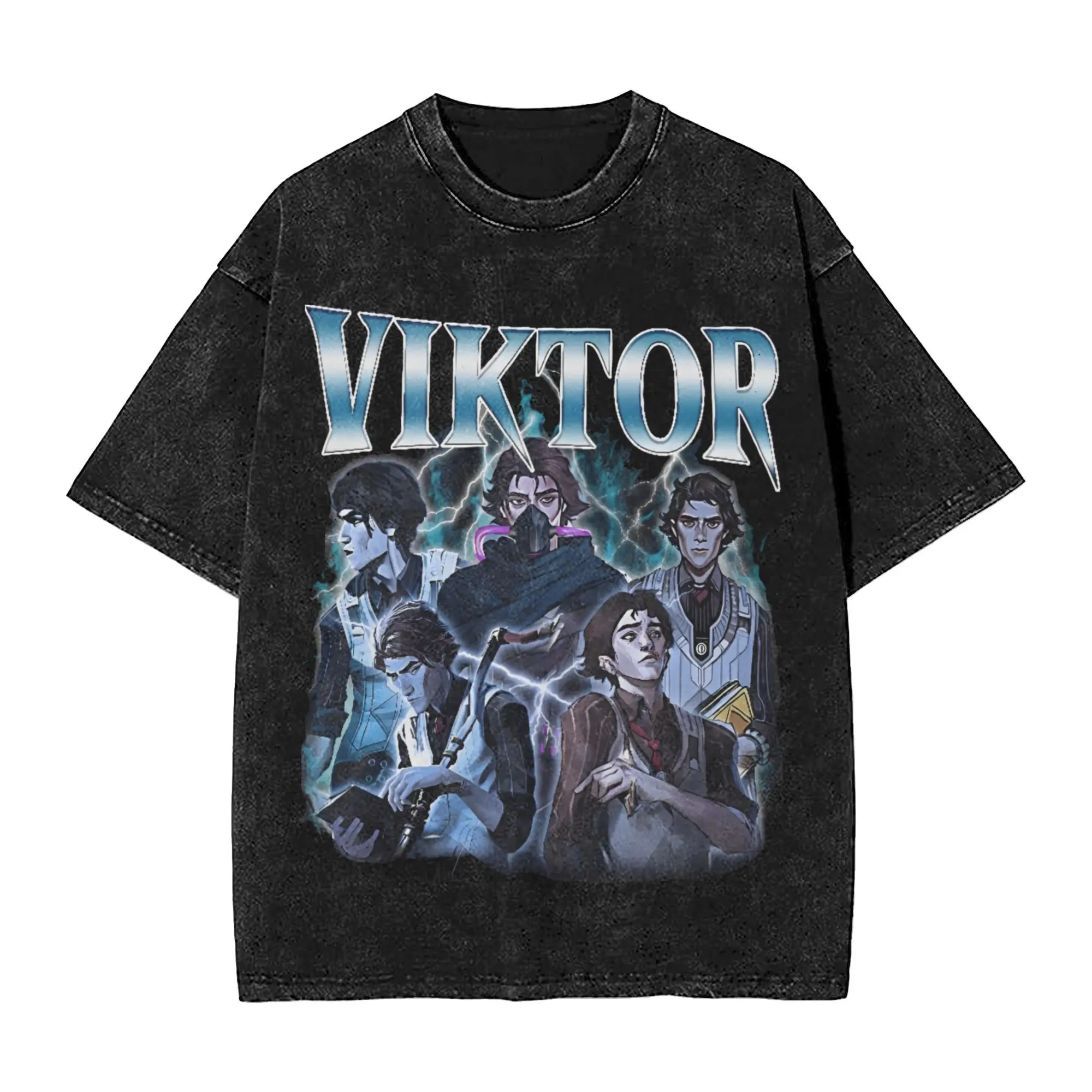 arcane viktor arcane game fans lover T Shirts Hip Hop Washed Short Sleeve Oversize T-Shirt Vintage for Men Women Streetwear Tees