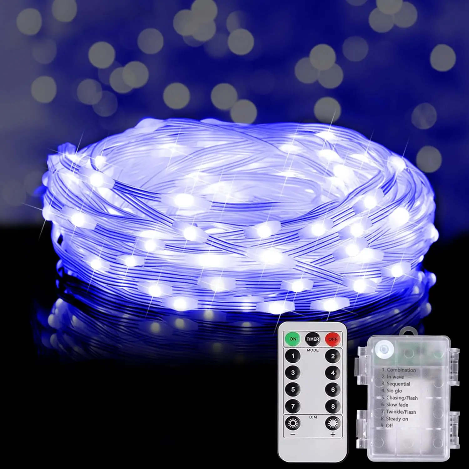 

PVC wire Fairy Lights Battery Operated Led String Light Waterproof w/Remote 8 Modes Garden Balcony House Yard Party Xmas Decor