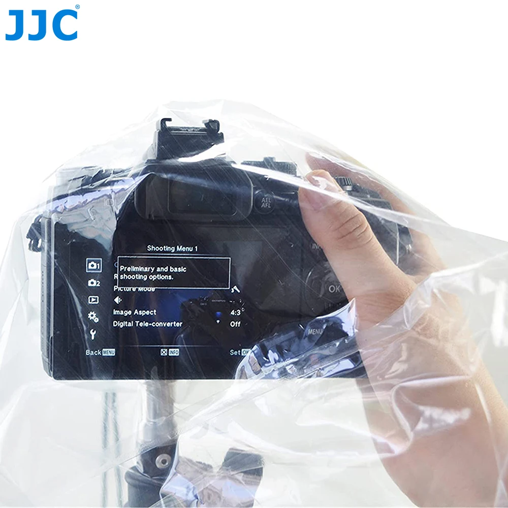 JJC 2 paket su geçirmez kamera yağmur kapak yağmurluk koruyucu Canon Nikon Sony Panasonic DSLR kamera için yağmur geçirmez aksesuarları