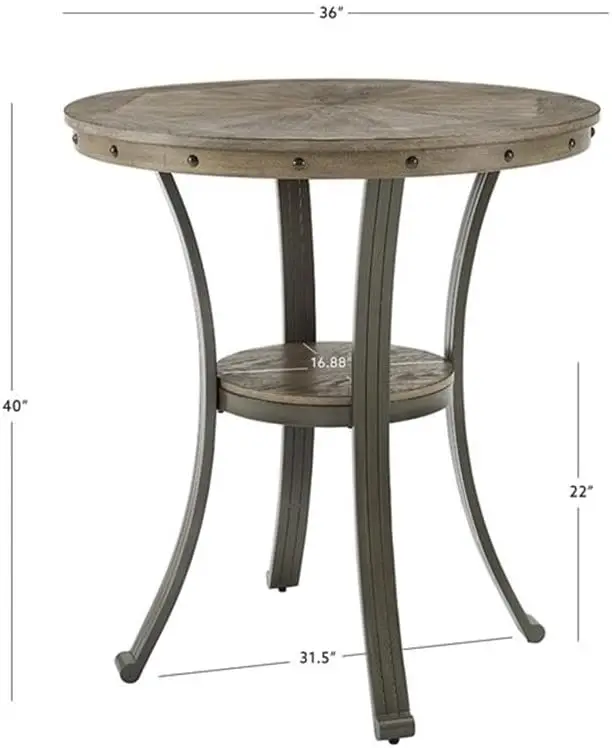 -Table de pub en métal et bois Linon Franklin en étain