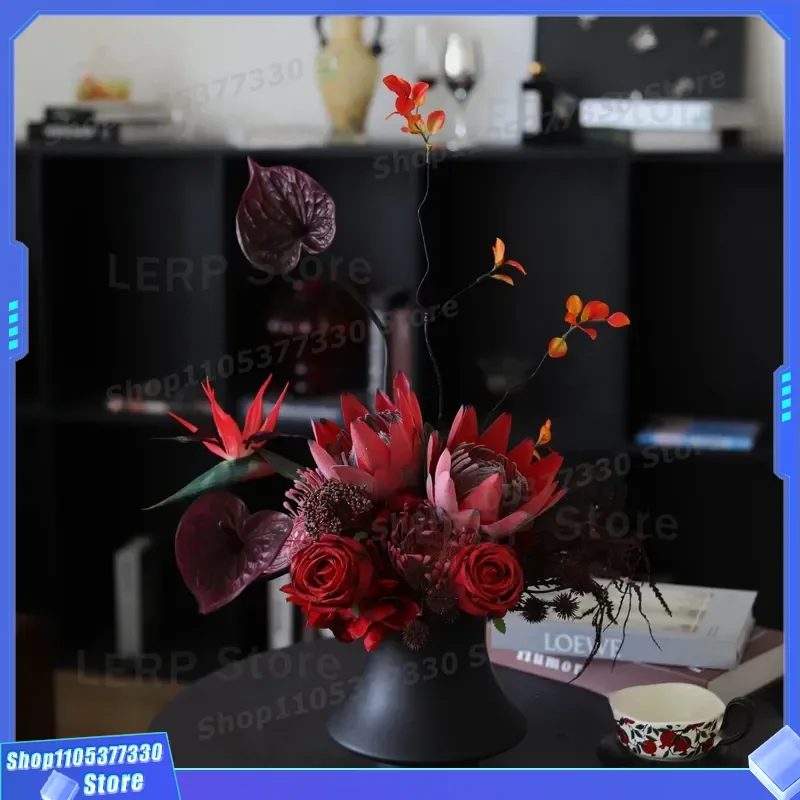 New Chinese Style Artificial Dried Flower Arrangement Set for Coffee Table Restaurant Decor Eternal Life Simulation Plant