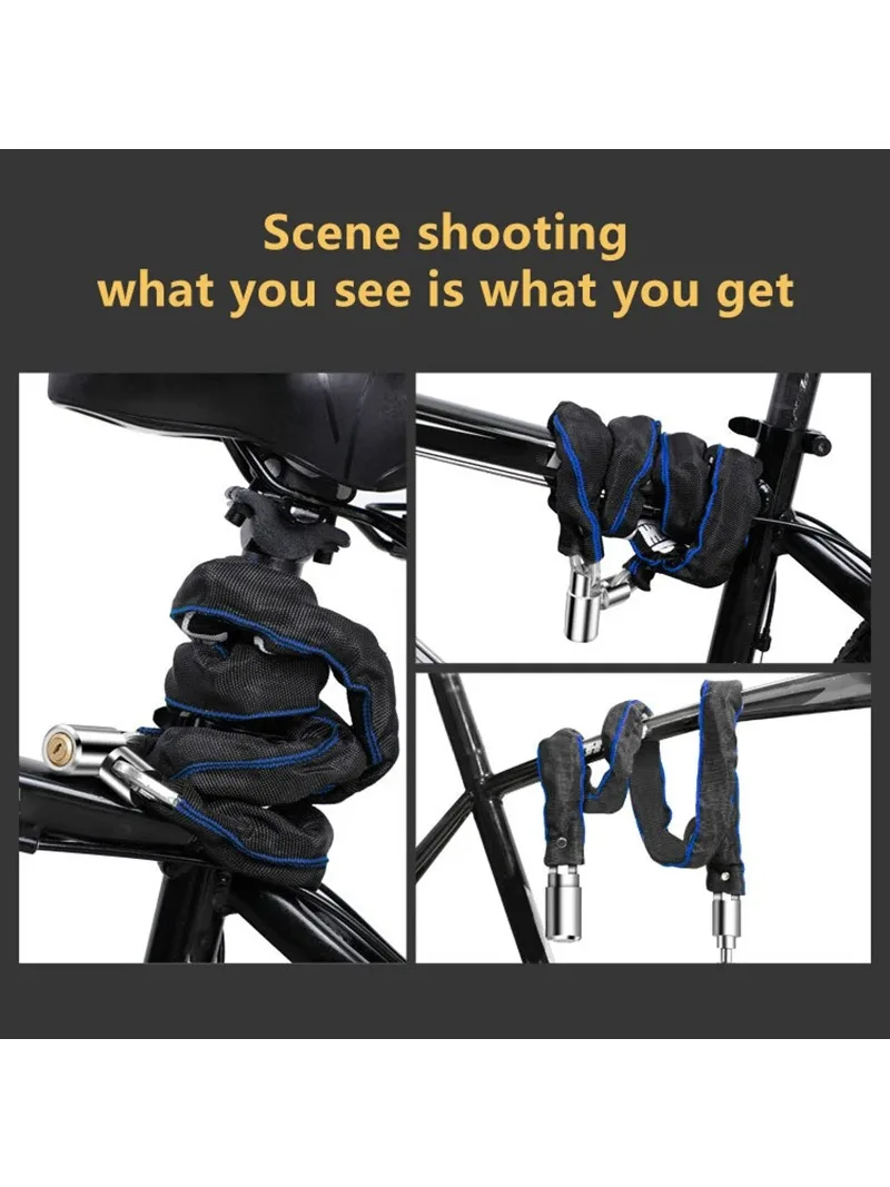 AliExpress NONE NEW Bike Chain Lock Bicycle Heavy Duty Safety Lock 60CM Metal Anti-theft Mountain Bike Road Motorcycle Scooter Padlock With Key