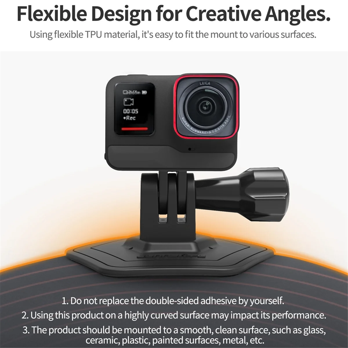 

【Опадение цены】Осное крепление SUNNYLIFE для ACTION 4/Insta360 GO3, гибкая клейкая основа для изогнутых креплений для шлема GoPro