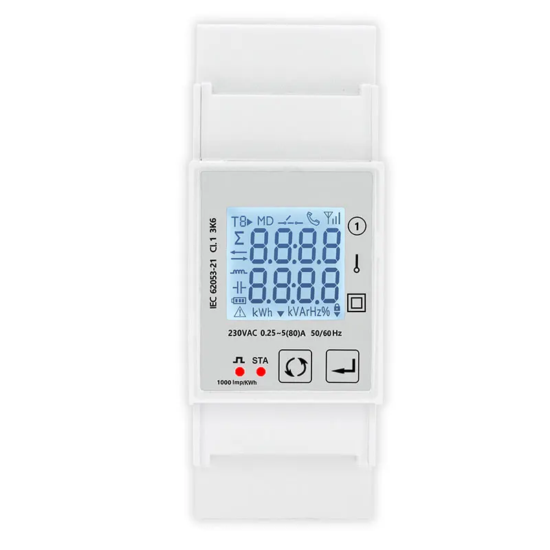 Tuya Smart WiFi Power Consumption Switch Energy Monitoring Meter 230V 80A Din Rail Remote Control LCD One Pulse Output