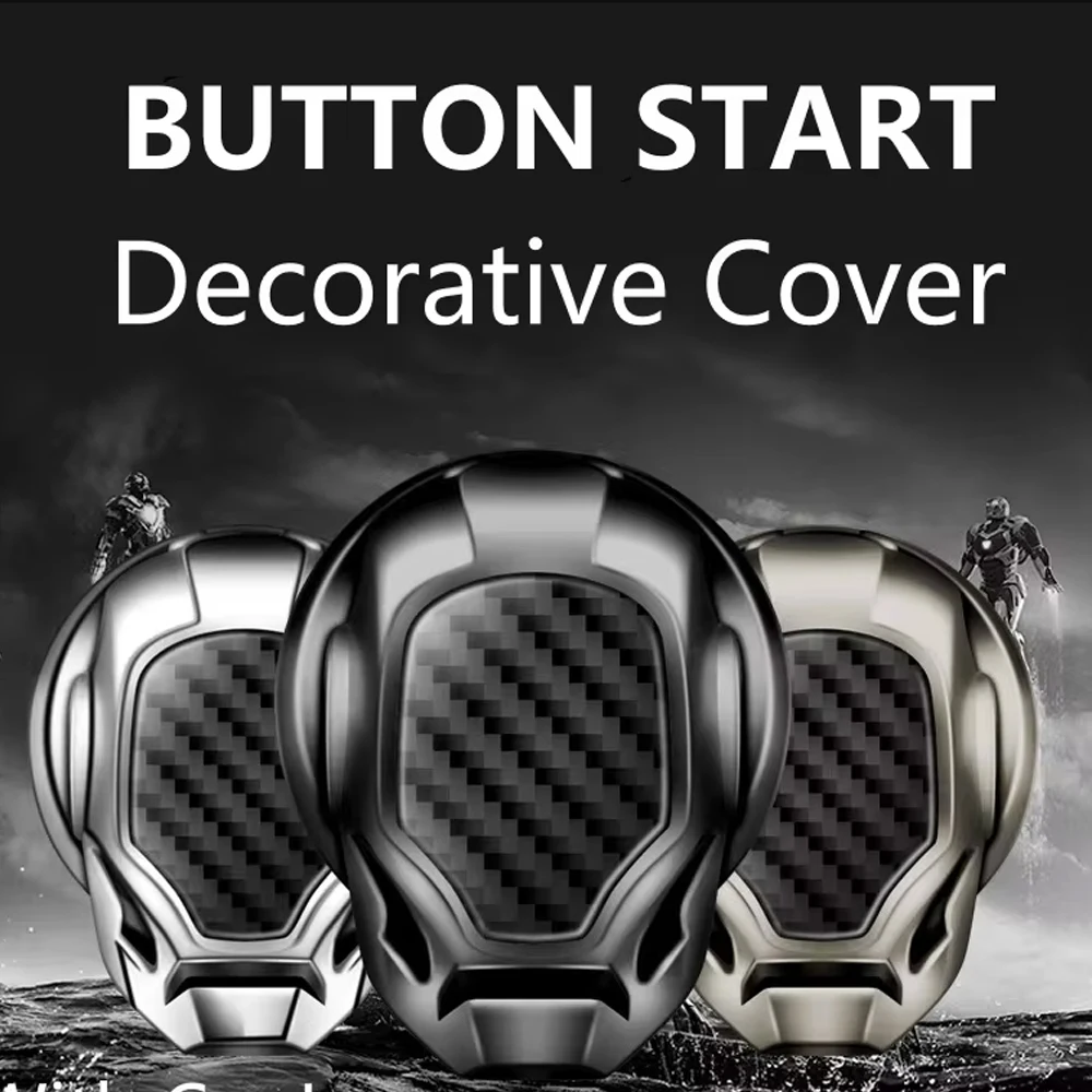 Car Start Stop Button Cover Car Interior Decoration Sticker Engine Ignition Start Switch Protective Cover Zinc Alloy