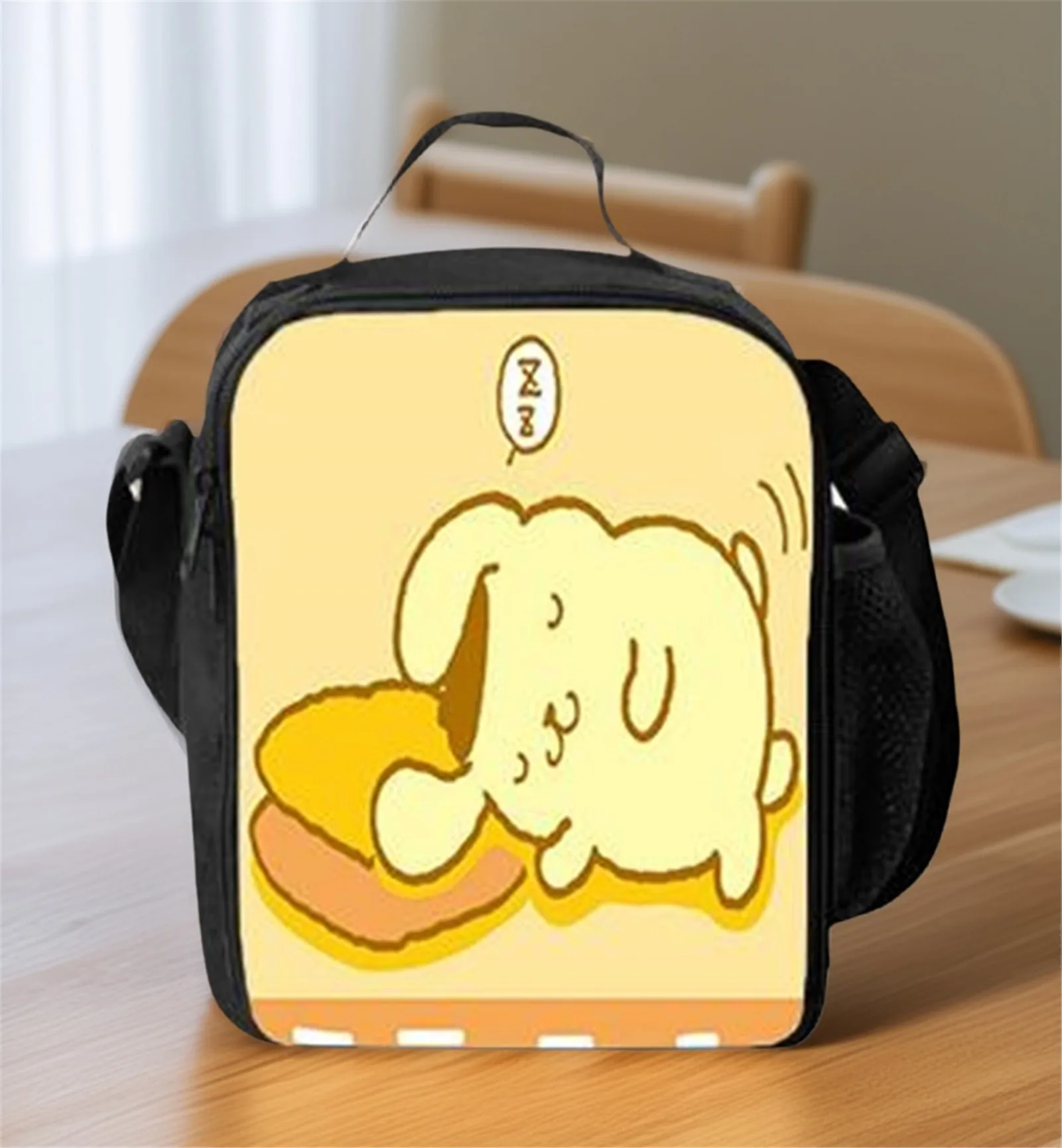 

Waterproof Schoolbag Cute Pom Pom Purin Lunch Box for Elementary Boy,Girl-Classic Cartoon Lunch Tote Insulated Cooler Bag