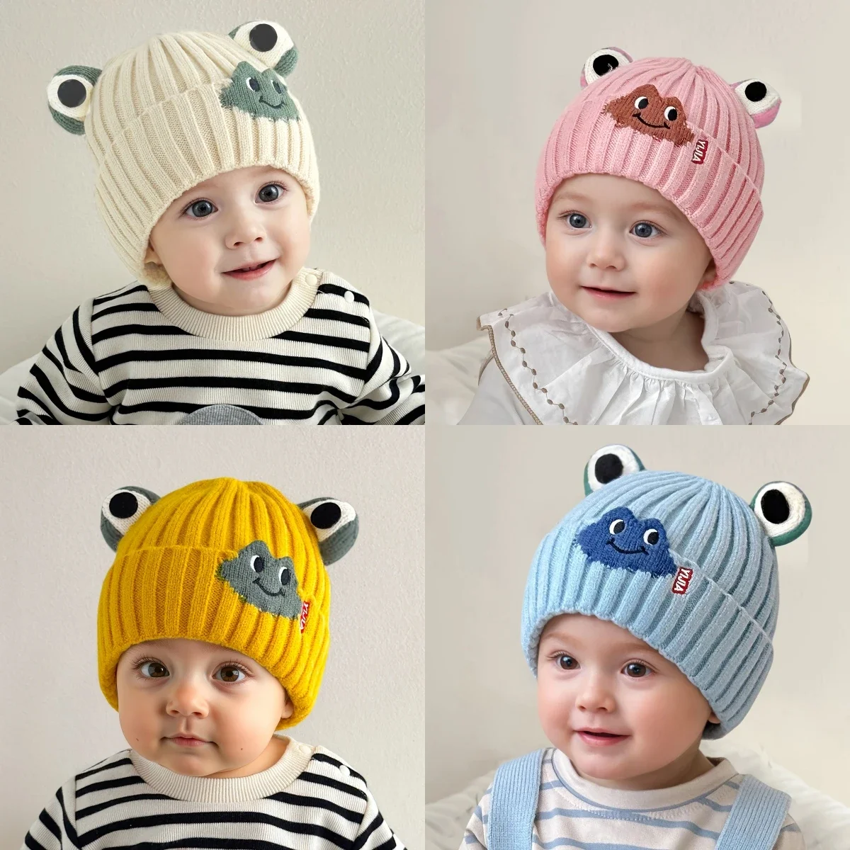 

Kids Toddler Winter Warm Knitted Beanie Cute Cartoon Animals Lacing Anti-cold Baby Hat for Boys Girls