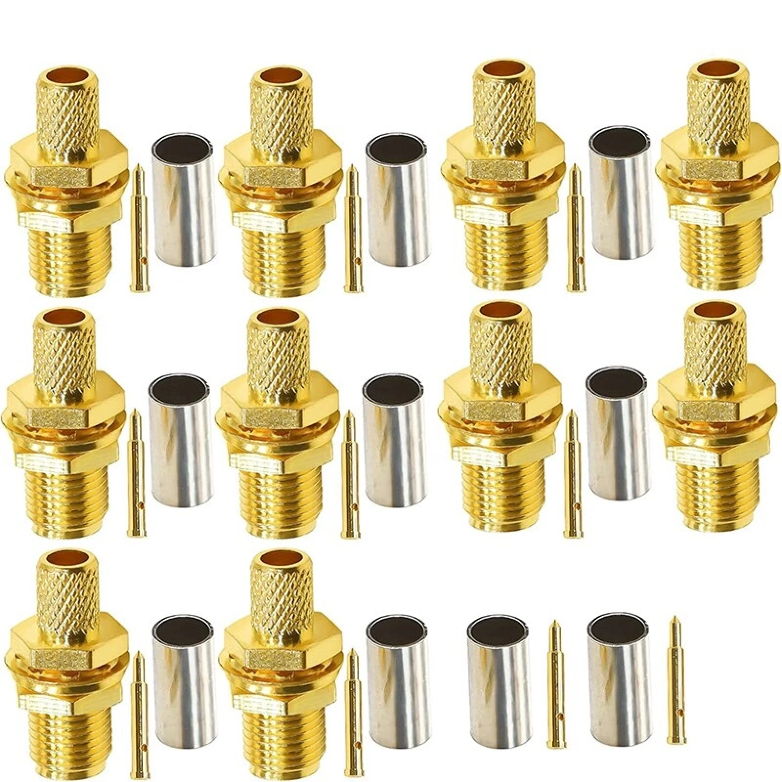 

10pcs RP SMA Female Plug Connector Crimp For RG58 / LMR195 / RG142 / RG400