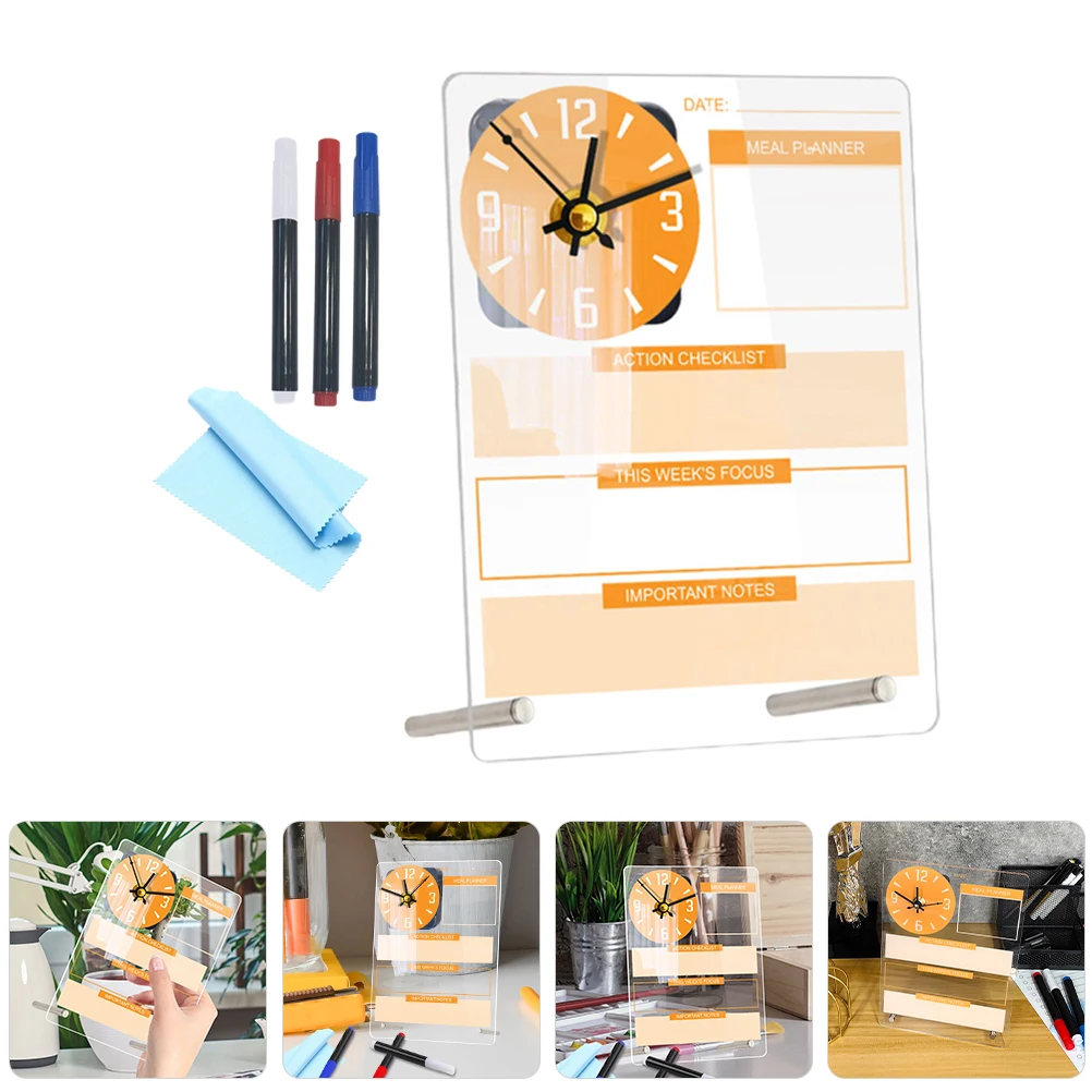 1 مجموعة الاكريليك لوحة التخطيط مكتب مذكرة الجافة محو السبورة الدائمة على مدار الساعة مكتب المنزل منظم سطح المكتب الاكريليك الأبيض مجلس #1
