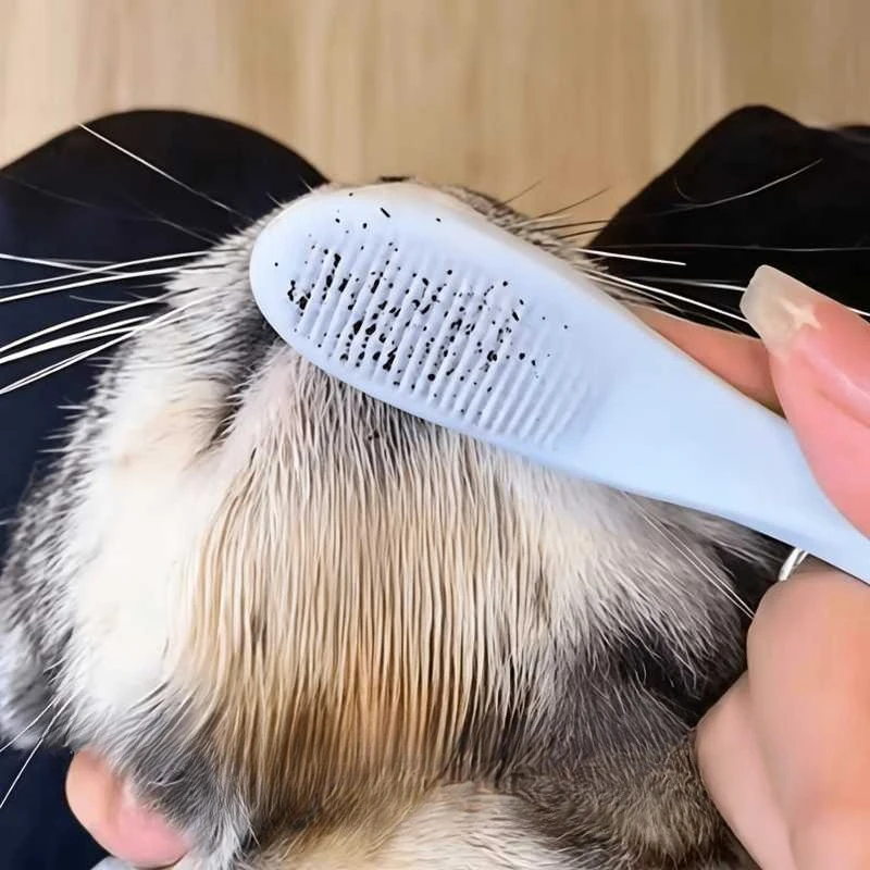 2PCS Cat Soft Silicone Cleaning Brush Dogs Kitten Dental Care Blackhead Black Chin Cleaning Brush Pet Cat Grooming Products