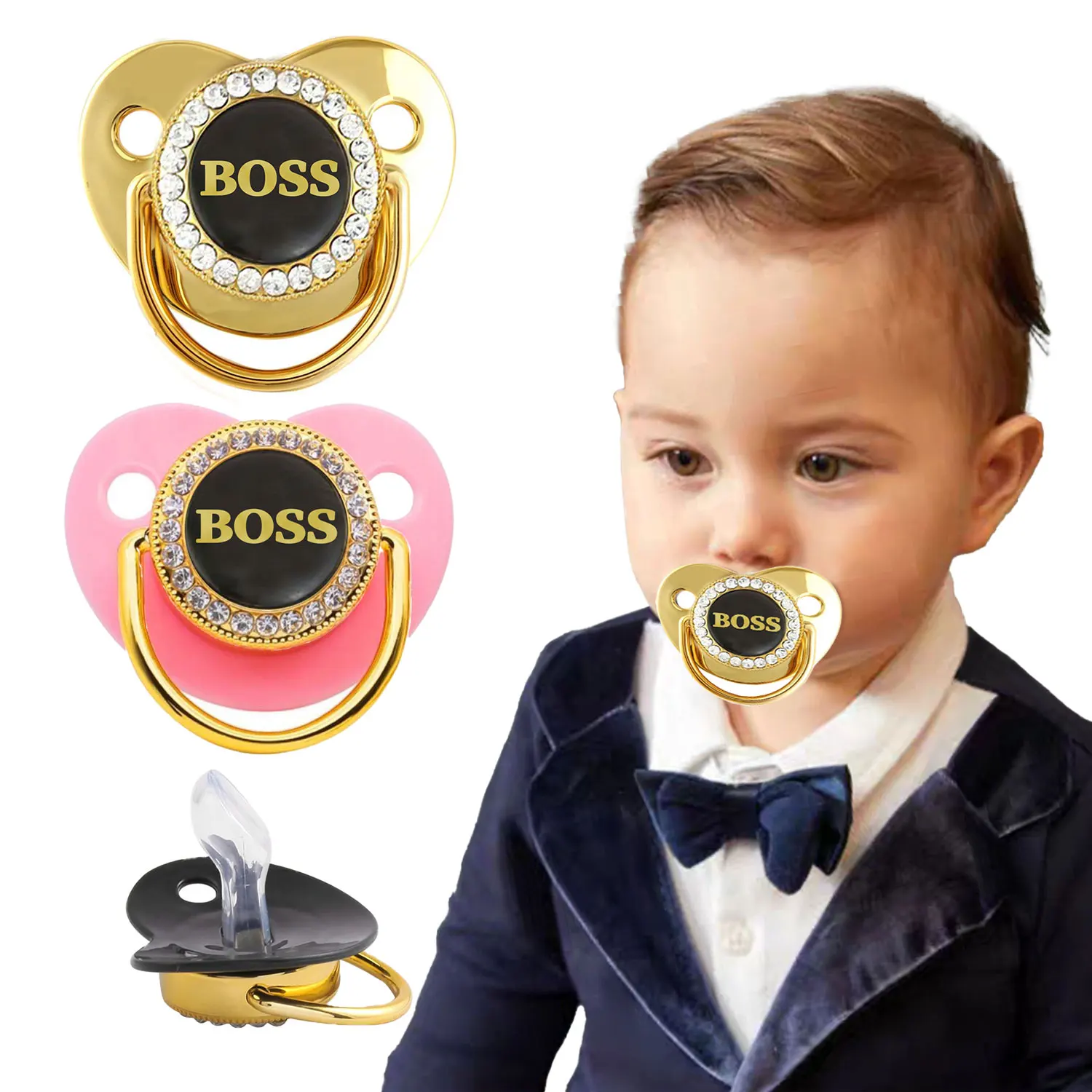 BOSS Pacifier Pacifier Chain with Dust Cover Baby Pacifier 0-36 Months BPA Free Perfect Gift for Newborns