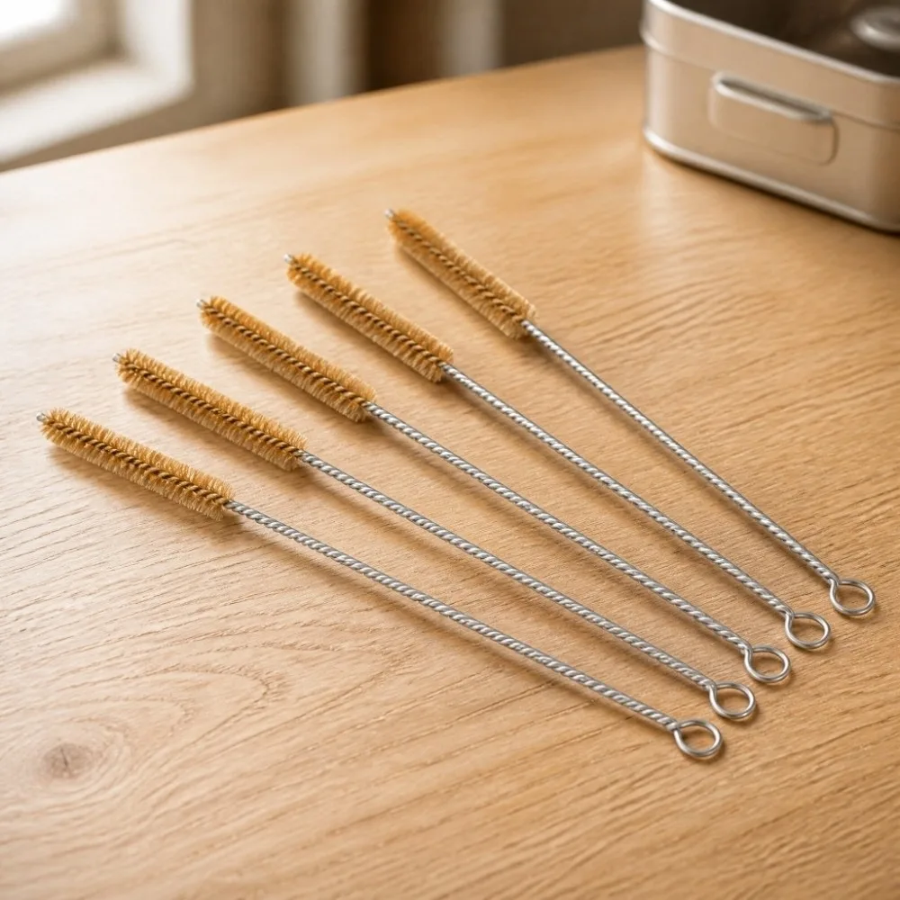 5pcs Test Tube Cleaning Brass Cylinder Wire Tube Pipe Cleaning Brush Multi-Functional Multi size Cleaning Brush Stainless Steel