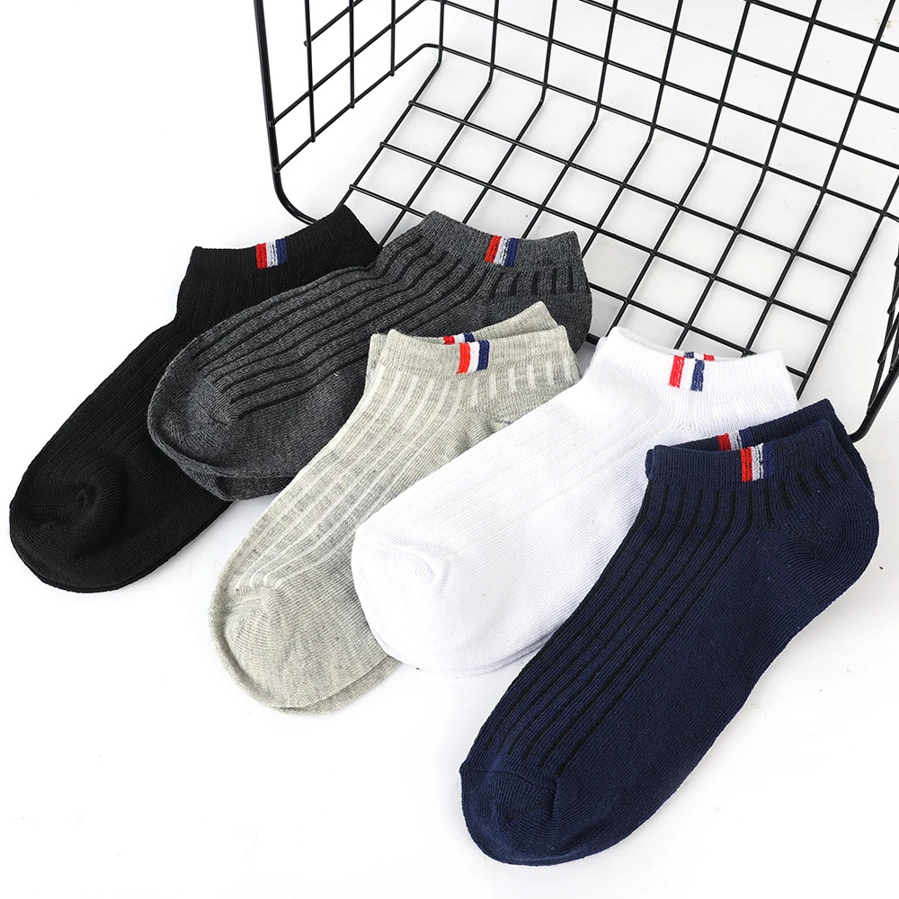 Chaussettes Courtes Invisibles en Coton pour Homme, Décontractées, Confortables, Respirantes, de Rinçage, de dehors, Minces, Absorption de la Sueur, Été, 1/5 Paires