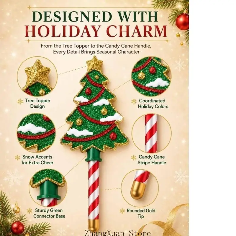 Contactless Payment Card Wand 3D Printed Christmas Tree Candy Cane Handle Holiday Checkout Accessory For Festives Event 3XUF