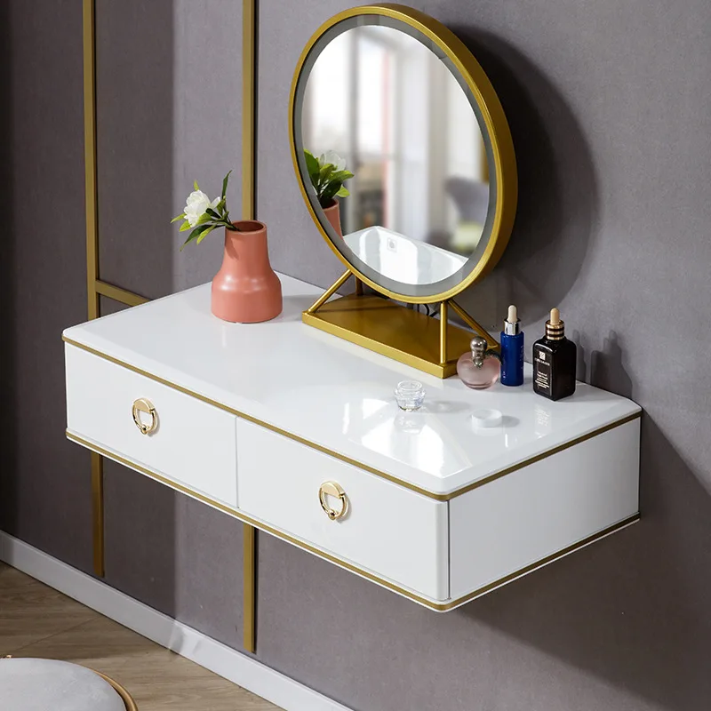 

Solid wood wall-mounted suspended hanging dressing table storage cabinet integrated
