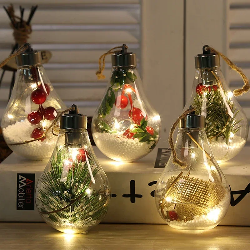 Christmas Ball LED Bulb Ornaments Transparent Festival Light Ball Luminous Xmas Tree Hanging Pendant New Year Home Decoration