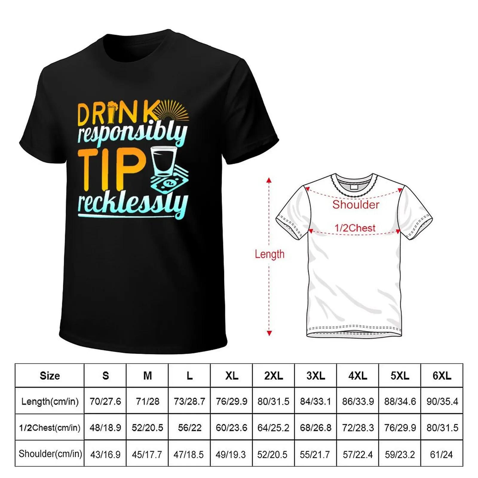 Drink Responsibly Bartender Barmaid Cocktail T-Shirt Basic Plain Tee for Spring and Summer