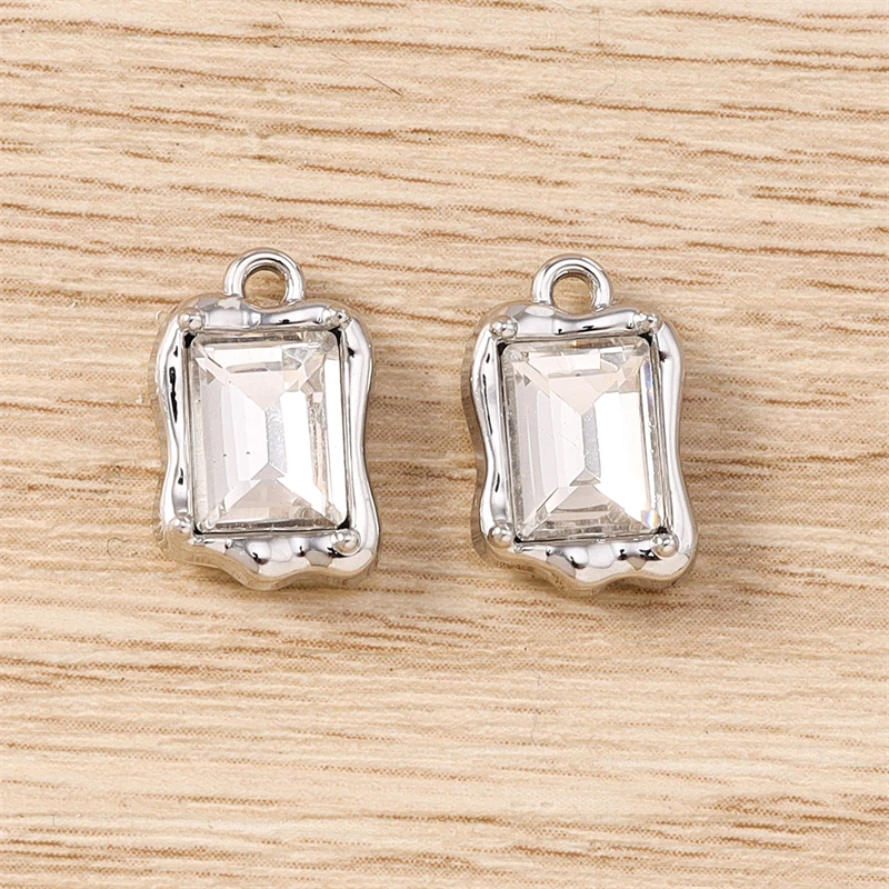 5 Stück 9 x 14 mm zarte Kristall-Quadrat-Charms-Anhänger für Schmuckherstellung, Halsketten, Ohrringe, Armbänder, Zubehör, DIY, Basteln, Geschenke – Detail 10