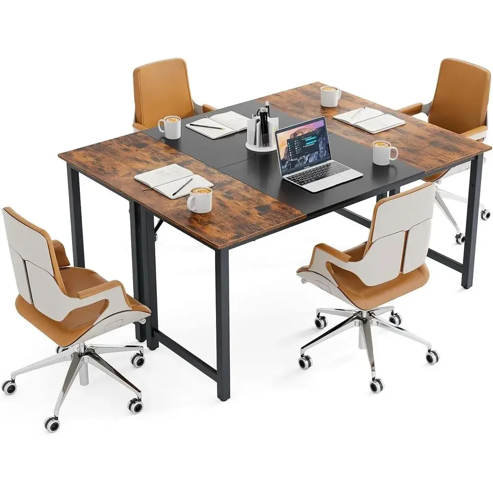 

Large 63 x 24 Meeting Table Set of 2 with Metal Legs and Adjustable Foot Pads, Ideal for Office Desks, Study Writing Desks, in B