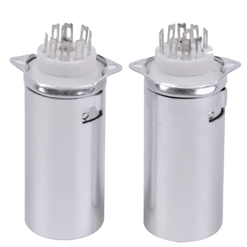 New Hot 2pcs Ceramics Socket GZC9-F-B-55 9 Pin Silver With Shield Caps Scaffolding Tube Socket Tube Sockets For 12AX7