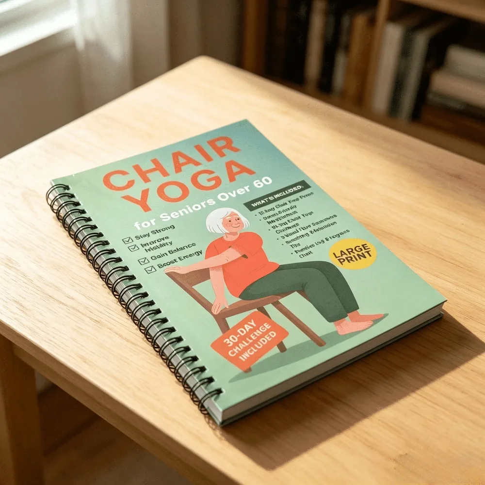 Chair Yoga for Seniors Over 60 English Elderly Fitness Fans Spiral Large Print 30-Day Gentle Mobility Workout Guide FreeShipping