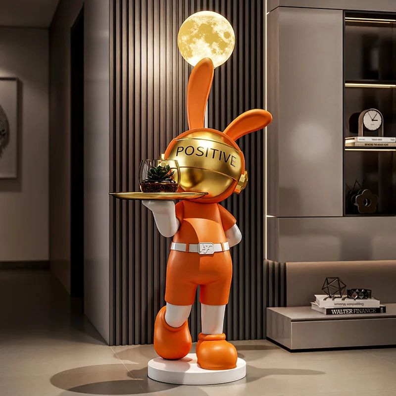Rabbit Sculptures with Light Groot Creative Astronaut Sculpture with Tray Funny Art Luxury Ornaments Home Living Room Decoration