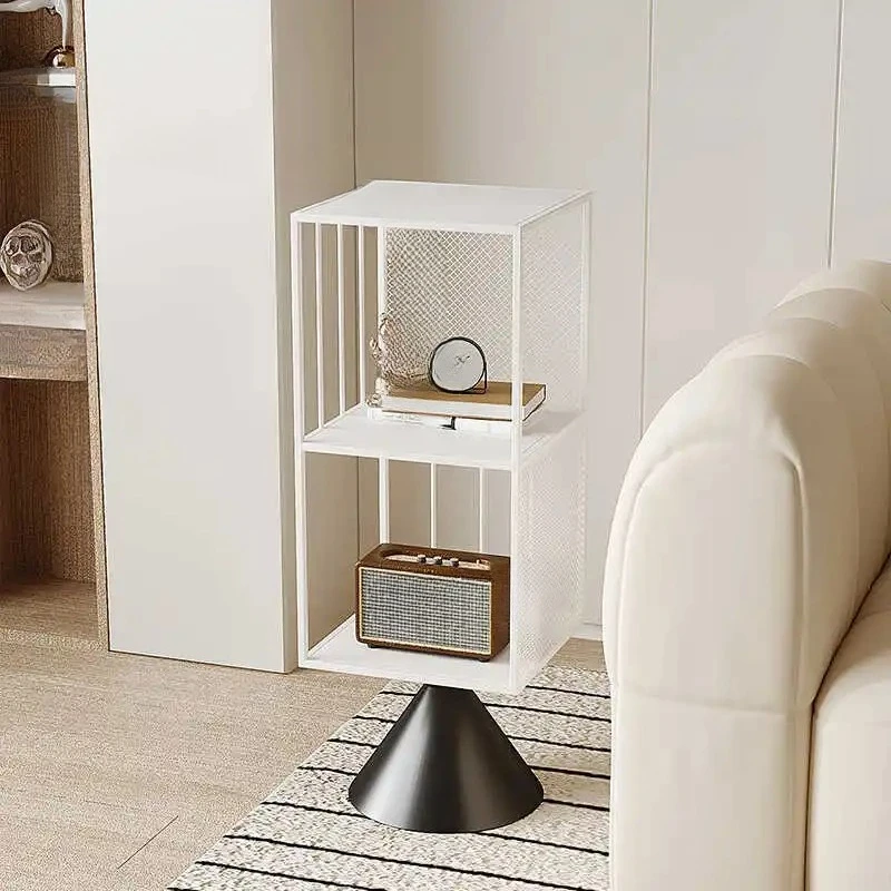 Rotating Space-saving Bookshelf Multi-functional Floor Toy Storage Shelf Metal Frame Organizer for Living Room Corner Furniture
