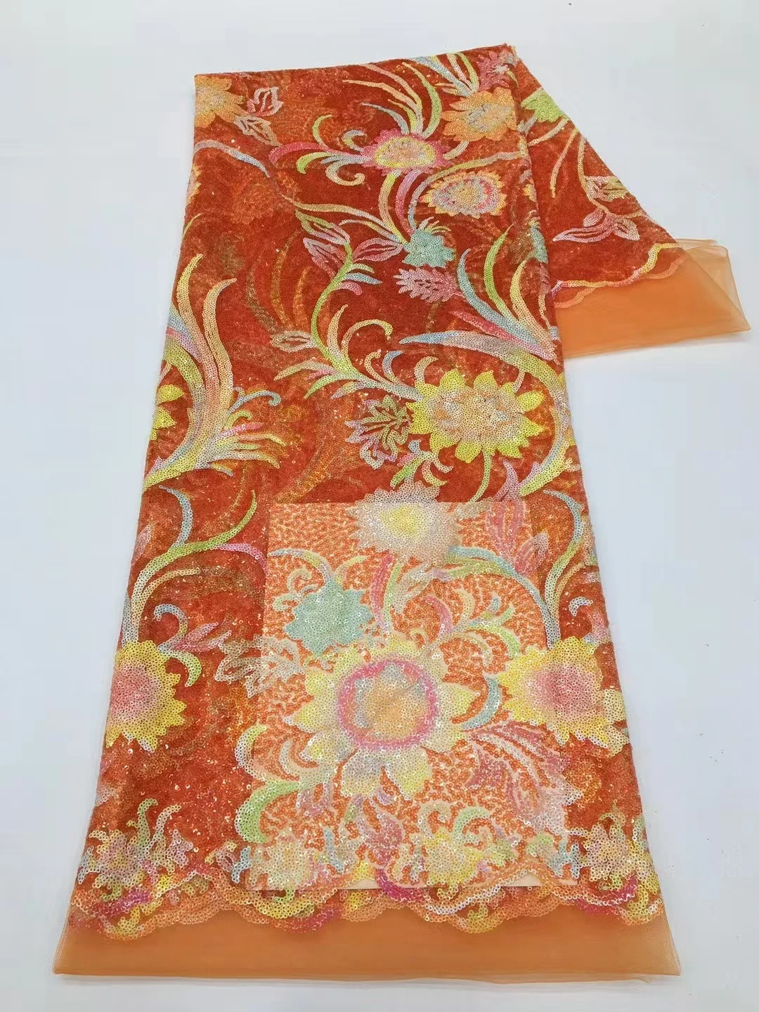 2025 novo africano francês nigeriano tecido de renda alta qualidade com lantejoulas malha para bordado festa casamento noiva vestido costura