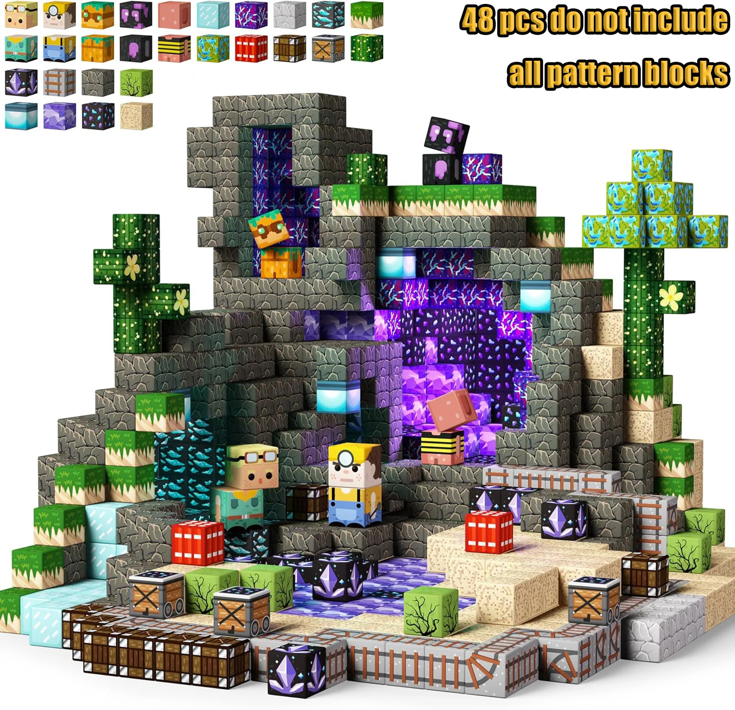 Neue Magnetische Bausteine Minenwelt Magnetische Gemütliche Waldhütte Konstruktions-Bausteine STEM Jungen Mädchen Kinder Spielzeug-Set Geschenk