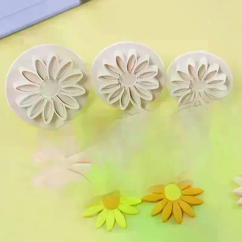 Flower Cake Plunger Fondant Cookie Cutter Mold Baking Decorating Biscuit Stamps For Kitchen Tools 4Pcs