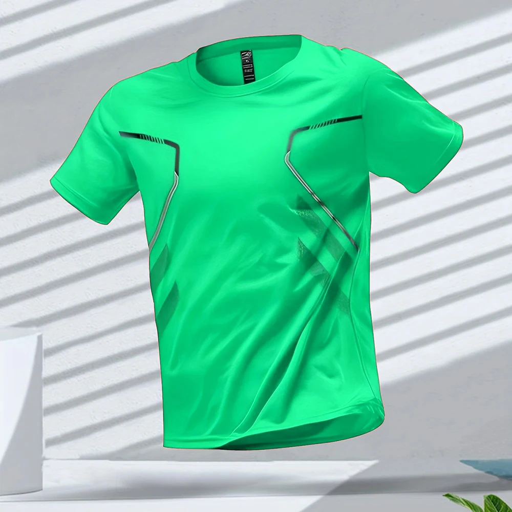 Men's T-Shirts Running Sportswear Color Block Men Breathable Short Sleeve Round Neck Sports Shirt Woman Gym Outdoor Workout Tee