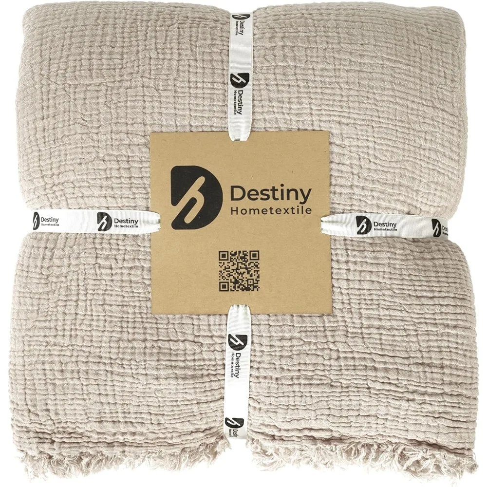 أغطية وسائد من الموسلين مكونة من 4 طبقات من القطن العضوي بنسبة 100% - فائقة النعومة، قابلة للتنفس، خفيفة الوزن، مغسولة مسبقًا لـ Com